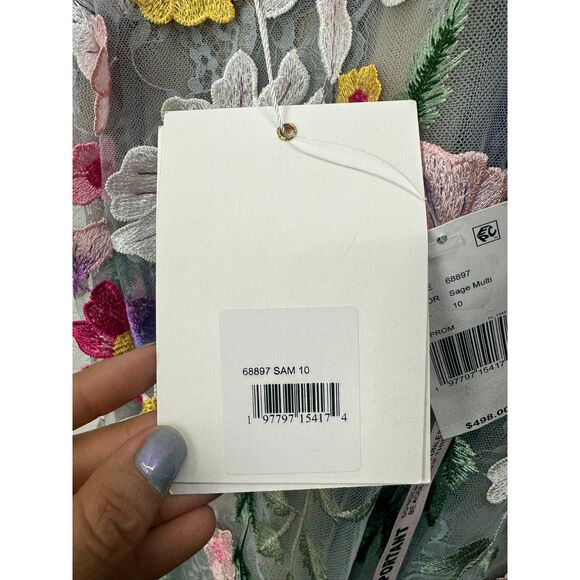 Mac Duggal Floral Embroidered Sleeveless Bustier Gown Size 10 - Picture 5 of 7